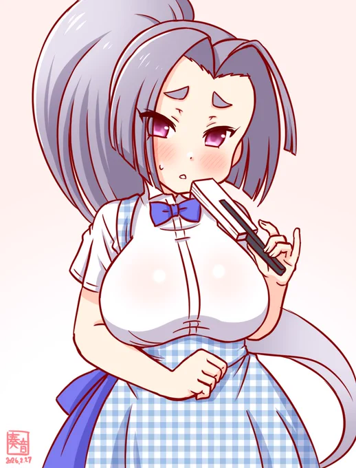 「あー、なんじゃ、その… わらわも、もう少し働いても、いいぞ……っ? …いいぞっ!?」 ※遅刻+20分 #艦これ版真剣お絵描き60分一本勝負_20260227 #初春