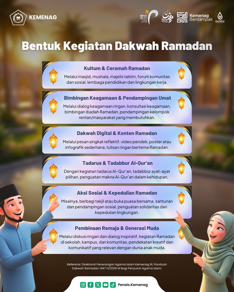 Dakwah adalah bagaimana kita hadir memberikan manfaat nyata bagi sesama melalui aksi sosial maupun konten digital yang mencerahkan.

Mari #SahabatPenais jadikan Ramadan tahun ini lebih bermakna dengan aktif berpartisipasi dalam berbagai syiar keagamaan.