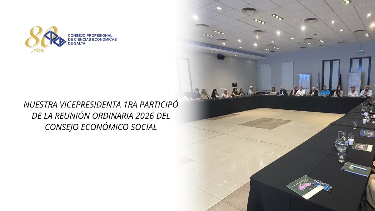 consejosalta's tweet photo. Nuestra vicepresidenta 1ra, Cra. Patricia Ibáñez, participó de la 1ra reunión ordinaria 2026 del Consejo Económico Social. En la planificación del presente año se puso énfasis en las comisiones de Control y Seguimiento con determinación de etapas para la elaboración del Plan 2050 https://t.co/MGDCBNQrae