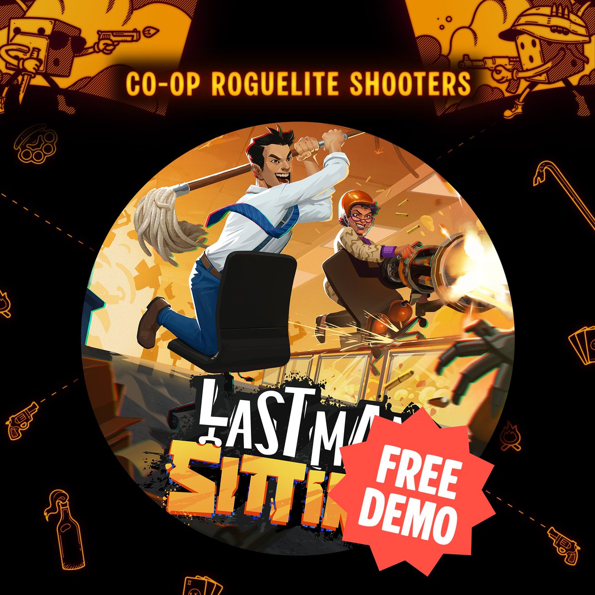 Grab your buddies, your chair and your minigun - Last Man Sitting is in the Co-Op Roguelite Shooters Event on Steam!
🔗 store.steampowered.com/news/app/77429…