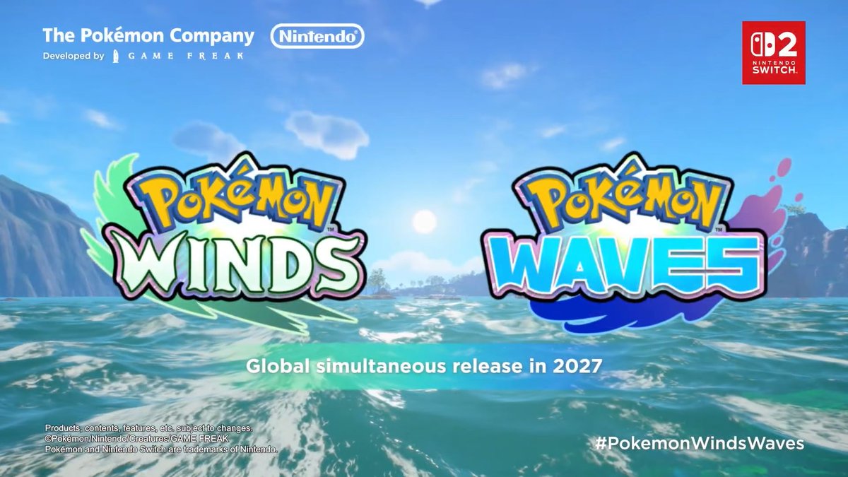 'Pokemon Winds' and 'Pokemon Waves' have been announced as the 10th generation of Pokémon

They are due to release in 2027