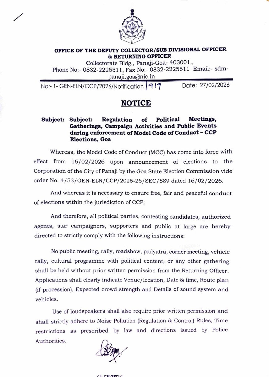 District Collector & DEO, North Goa tweet media