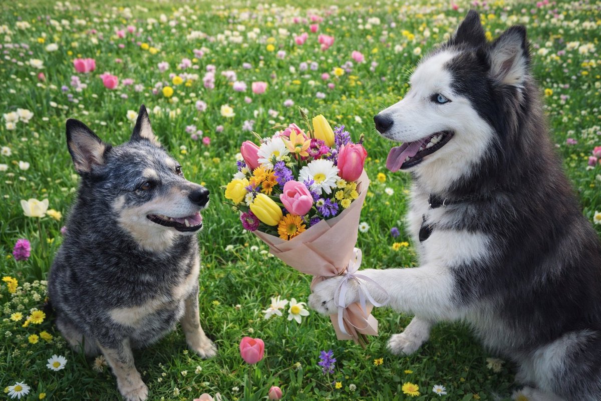 SjCattledog's tweet photo. Happy #FlashbackFriday from Angels Ember π and Silver π. Made with Grok and ChatGPT.
#RipEmber πΆππ
#RipSilver πΆππ
#acds #cattledog #AustralianCattledog #heeler #BlueHeeler #husky #huskies #dogs #dogsoftwitter #dogsofX https://t.co/wU4d3vXjds
