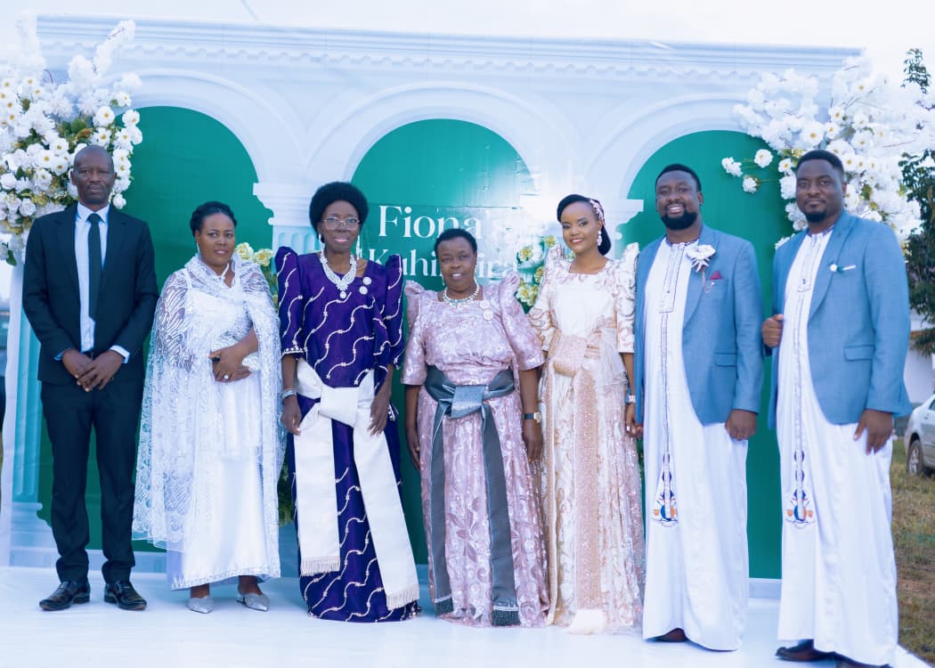 Family photo of the bridal Party together with Fionas Mum , Mrs Nuwagaba, Fionas Mother and  Grandmother,  uncle  , and Prince Arnold Yosia Nadiope and his Best man at the traditional  wedding in Kasangati <a href="/BusogaTourism/">Busoga ministry of Tourism and Heritage</a>