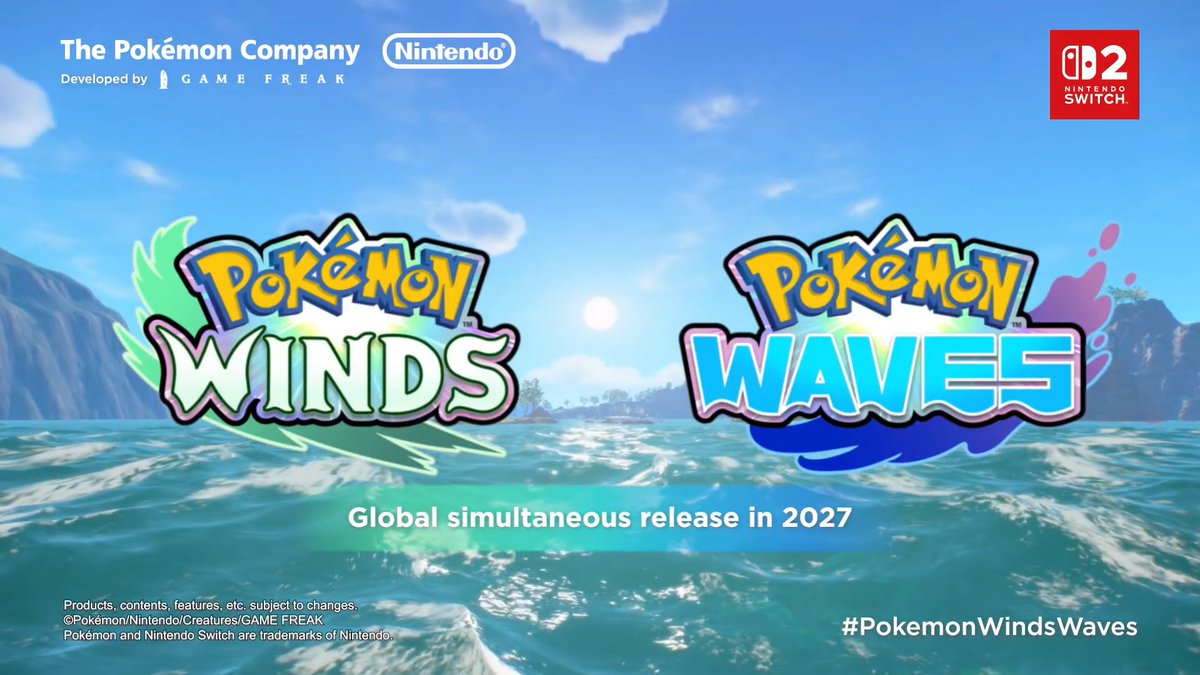 VGCVictoryRoad's tweet photo. The next generation titles, Pokémon Winds and Pokémon Waves, have been revealed! 🏆 #PokemonWindsWaves

The starter Pokémon are revealed to be Browt, Pombon and Gecqua! 🍃🔥💧

These games will be released in 2027 🔜 https://t.co/S4KUNtuY0r