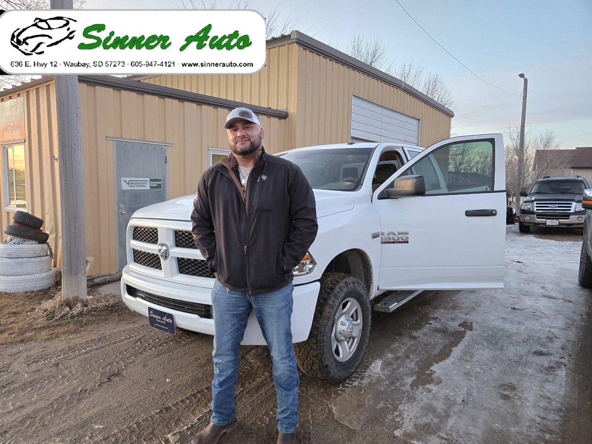 sinnerauto's tweet photo. Congrats to Duran on 2014 Ram 2500 Tradesman! He needed a worktruck and this was the truck! You're a Winner with Sinner! #wehavethebestcustomers #ineedanewtruck #sinnerauto #waubay #winnerwithsinner https://t.co/Nvv6Sv88o9