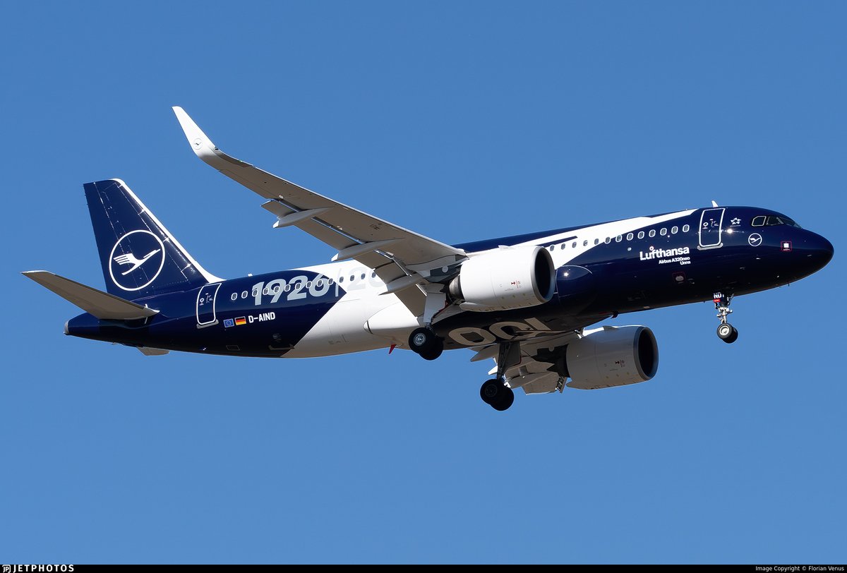 JetPhotos's tweet photo. Lufthansa’s second 100th anniversary livery A320neo landing in Munich. https://t.co/YzZD66Opdq © Florian Venus https://t.co/Jj1R97yjO7