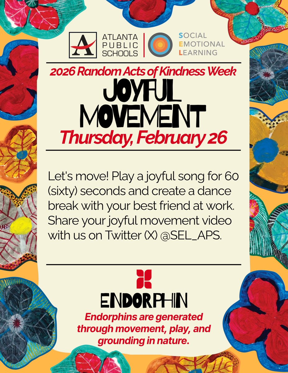 SEL_APS's tweet photo. The Joy Party is still happening throughout @apsupdate as we celebrate Random Acts of Kindness Week! It’s not too late to engage in a little joyful movement (or) tattle on someone who is “caught in the act of kindness”. Give them a citation! https://t.co/e0FI1qMr61