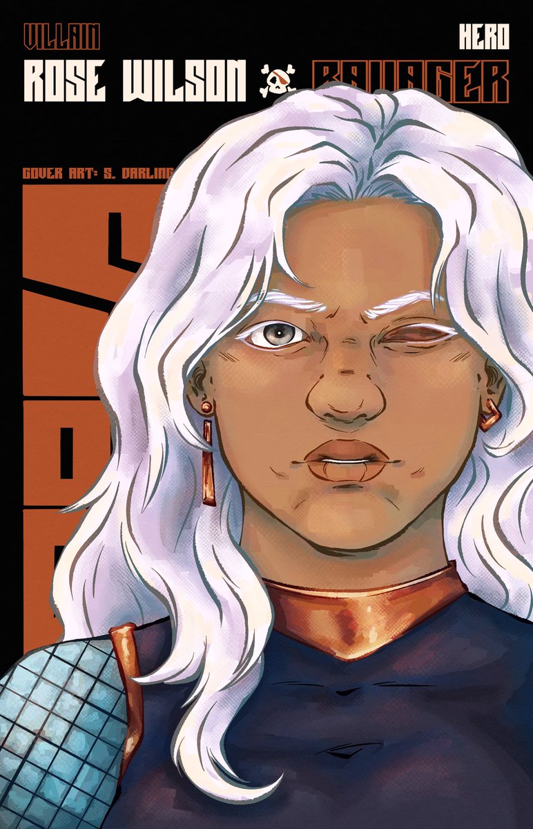 The portrait behind the text