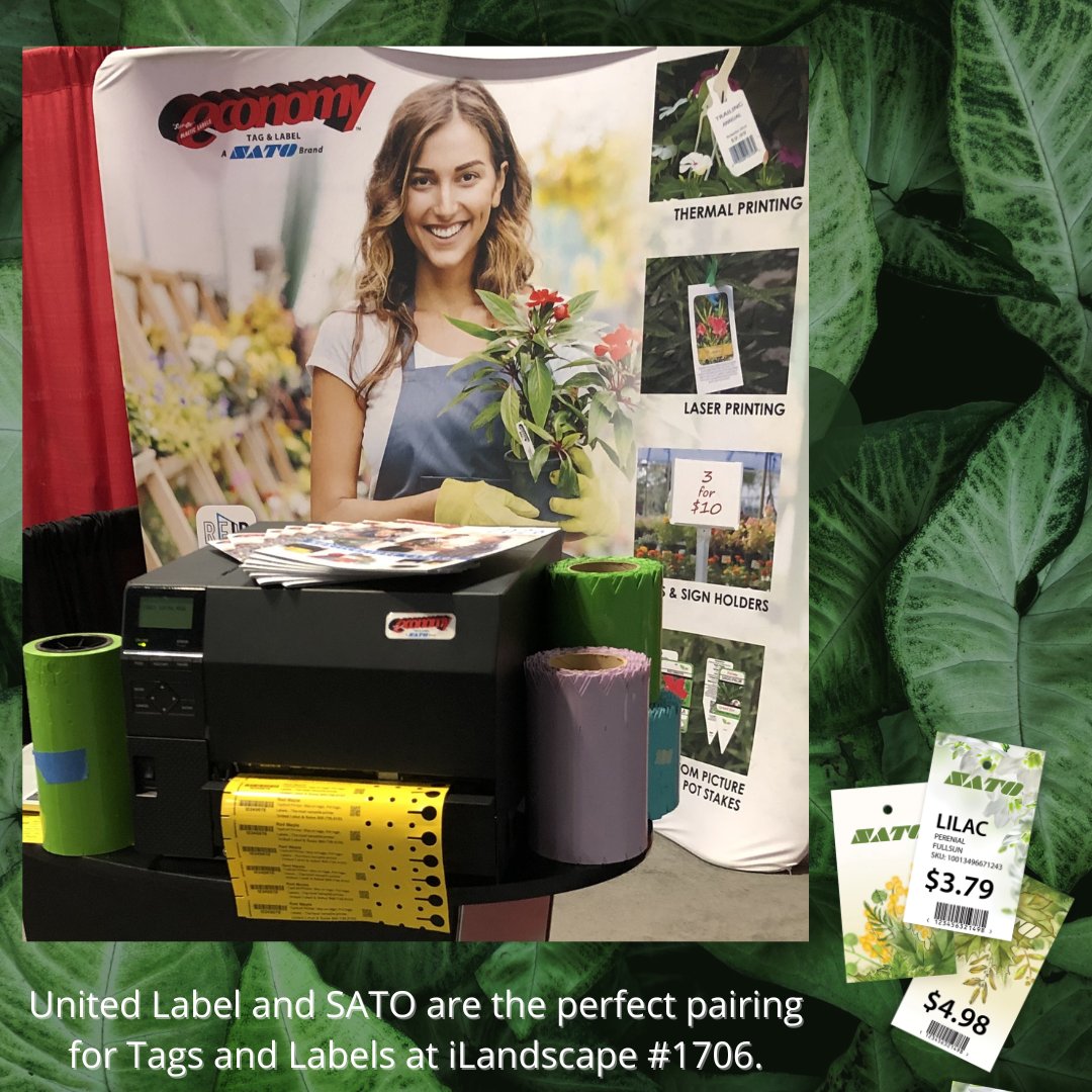 SATOamerica's tweet photo. 🌿United Label and SATO at this week's iLandscape: The Illinois Landscape Show at booth #1706. 
Stop by to explore durable plant tags, high‑performance printers, and print‑on‑demand solutions that help your operation grow.  🌿https://t.co/gyHENPreil https://t.co/sDYcgpRsEN