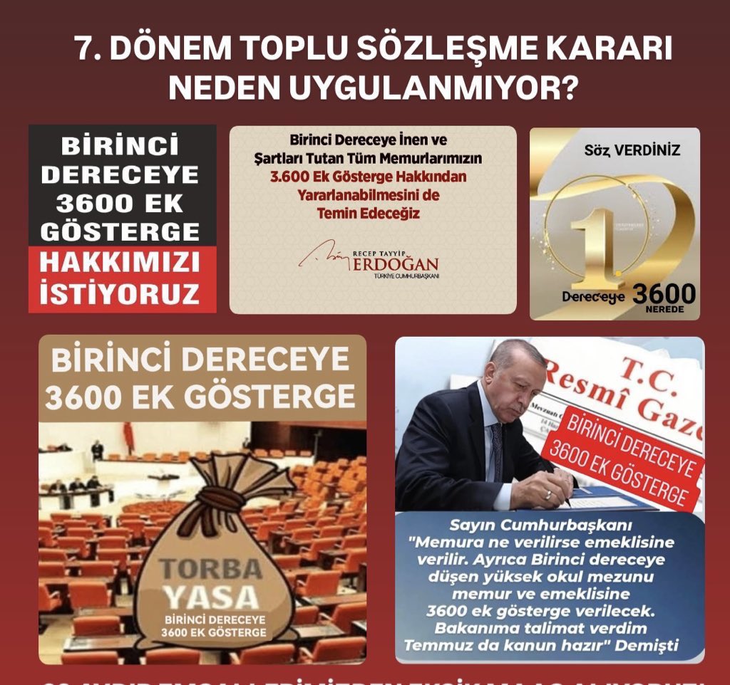 NEZAMAN #BirinciDereceye3600 Ek Gösterge sözü verildi, yaklaşık üç yıl geçti!
Artık söz değil, icraat istiyoruz!#EmekliMemuradaSeyyanen
<a href="/RTErdogan/">Recep Tayyip Erdoğan</a> <a href="/dbdevletbahceli/">Devlet Bahçeli</a> <a href="/eczozgurozel/">Özgür Özel</a> <a href="/MDervisogluTR/">Müsavat Dervişoğlu</a> <a href="/isikhanvedat/">Prof. Dr. Vedat Işıkhan</a> <a href="/55erhanusta/">Dr. Erhan Usta</a> <a href="/cenginyurt52/">Cemal Enginyurt</a> <a href="/_aliyalcin_/">Ali YALÇIN</a> <a href="/OnderKahveci/">Önder Kahveci</a> <a href="/Akparti/">AK Parti</a>  <a href="/MHP/">Mark H Pavlidis</a>