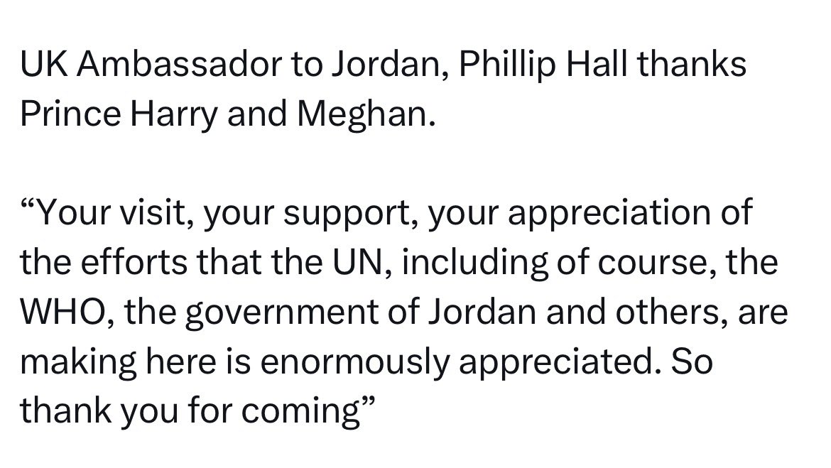 <a href="/Daily_MailUS/">Daily Mail US</a> In Real life, UK ambassador to Jordan Phillip Hall thanks Prince Harry &amp; Meghan❤️ I think I will take the Foreign office’s word over DailyMail’s 😂