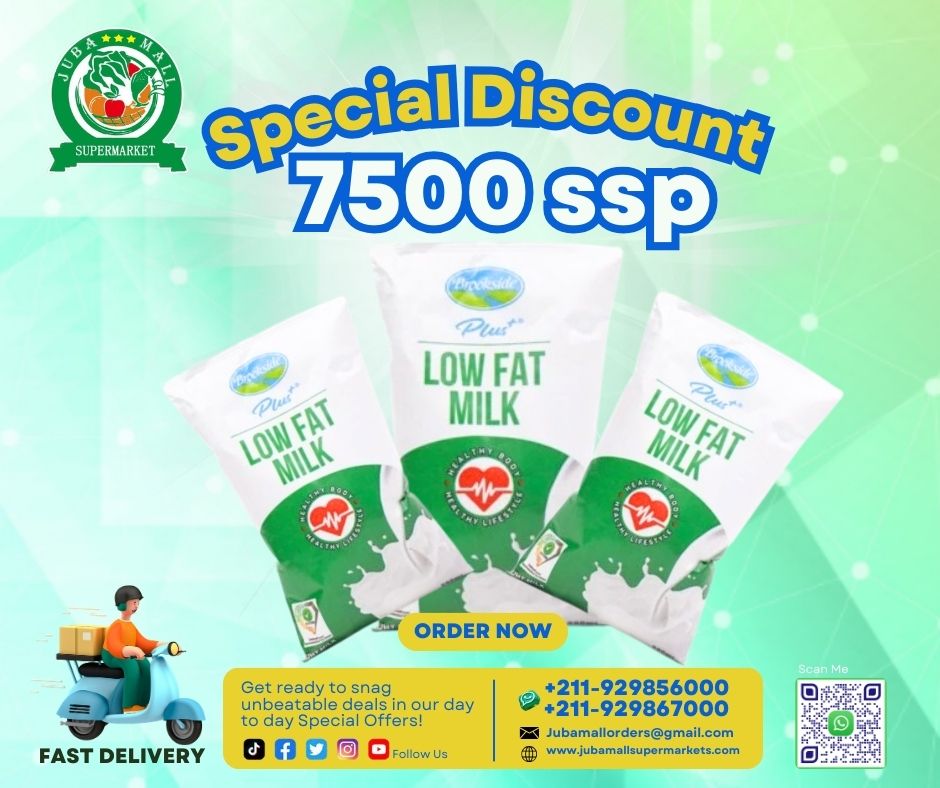 JubaMallSmkt's tweet image. 🌙 RAMADAN SPECIAL DISCOUNT.
Stay healthy this Ramadan with our Low Fat Milk – 500ml now available at a SPECIAL PRICE of only 7,500 SSP!
Perfect for Suhoor, Iftar, tea, coffee, and daily nutrition for the whole family.

#RamadanSpecial #JubaMallSupermarket #LowFatMilk