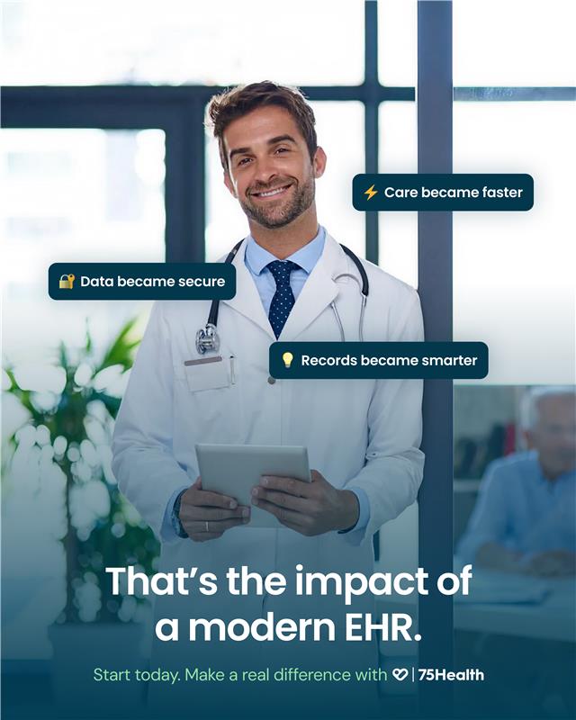 Ready to transform traditional healthcare into secure, compliant digital care?

Start with 75Health.✨

#75Health #EHR #EMR #Healthcare #ElectronicHealthRecord #DigitalHealthRecord #DigitalHealthCare