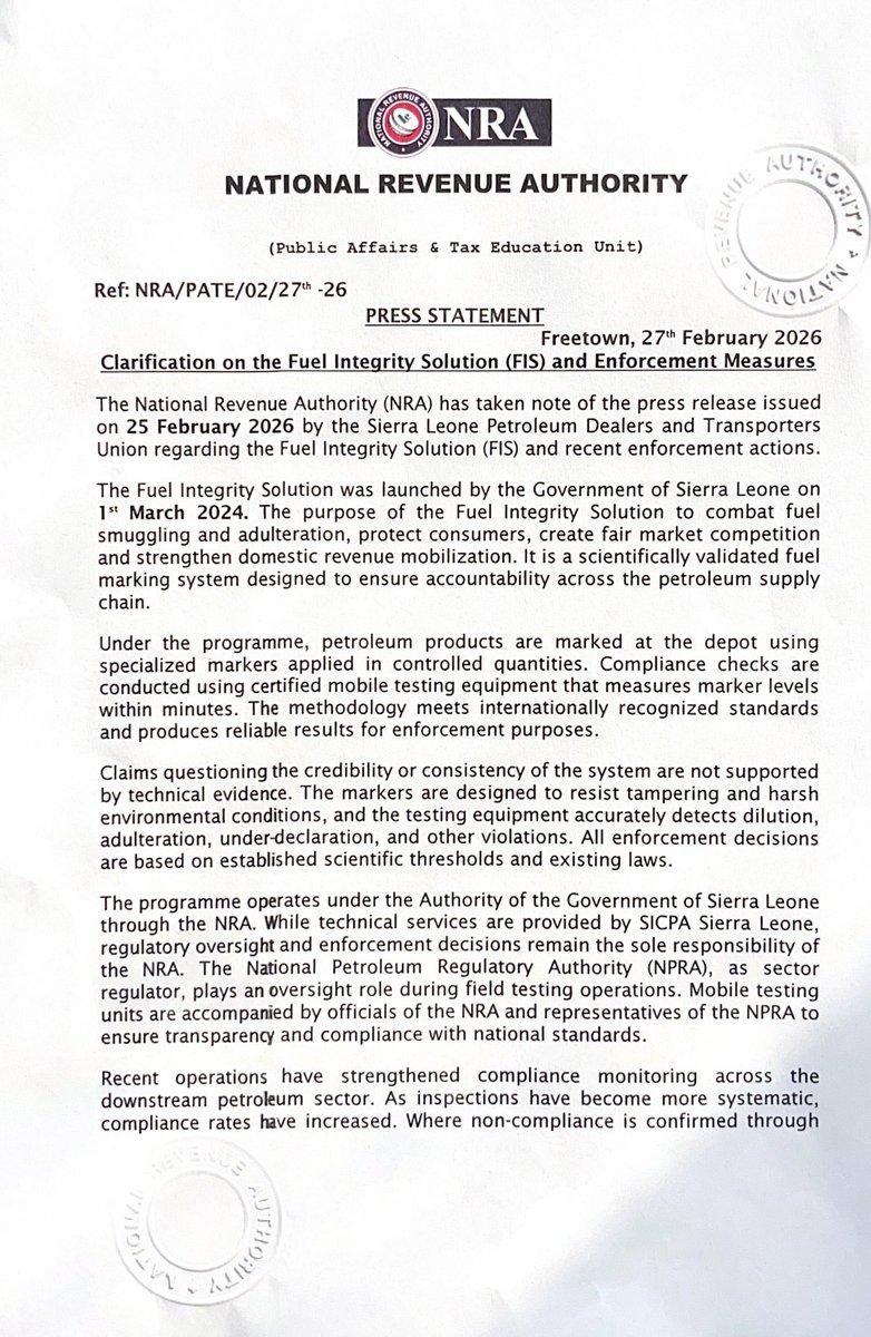 National Revenue Authority - Sierra Leone tweet media