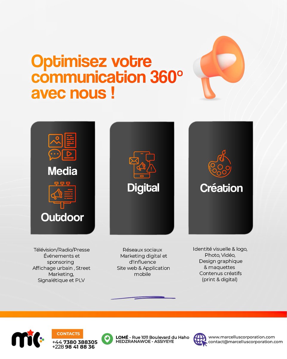 MarcellusCorpo's tweet photo. De l’affichage urbain aux campagnes digitales, en passant par la création visuelle, nous vous aidons à bâtir une image forte et mémorable. 

Media au Hors média, Digital, Création : trois expertises réunies pour booster votre visibilité et rapprocher votre marque de son public. https://t.co/R3MlVb85X1