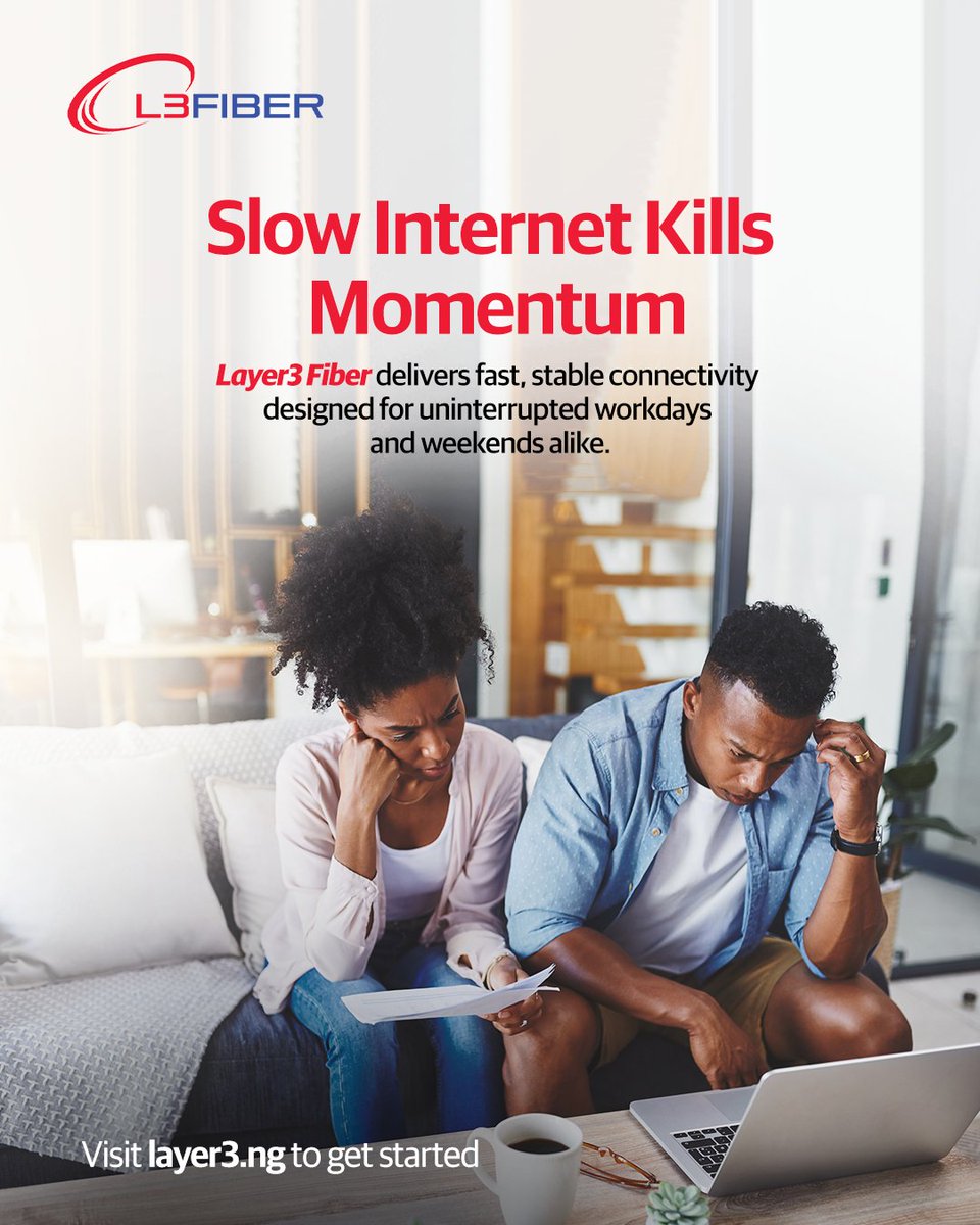 Layer3NIGERIA's tweet image. Slow internet kills momentum. Layer3 Fiber keeps you moving with fast, reliable speed.

#Layer3Fiber #FastInternet #ReliableConnection