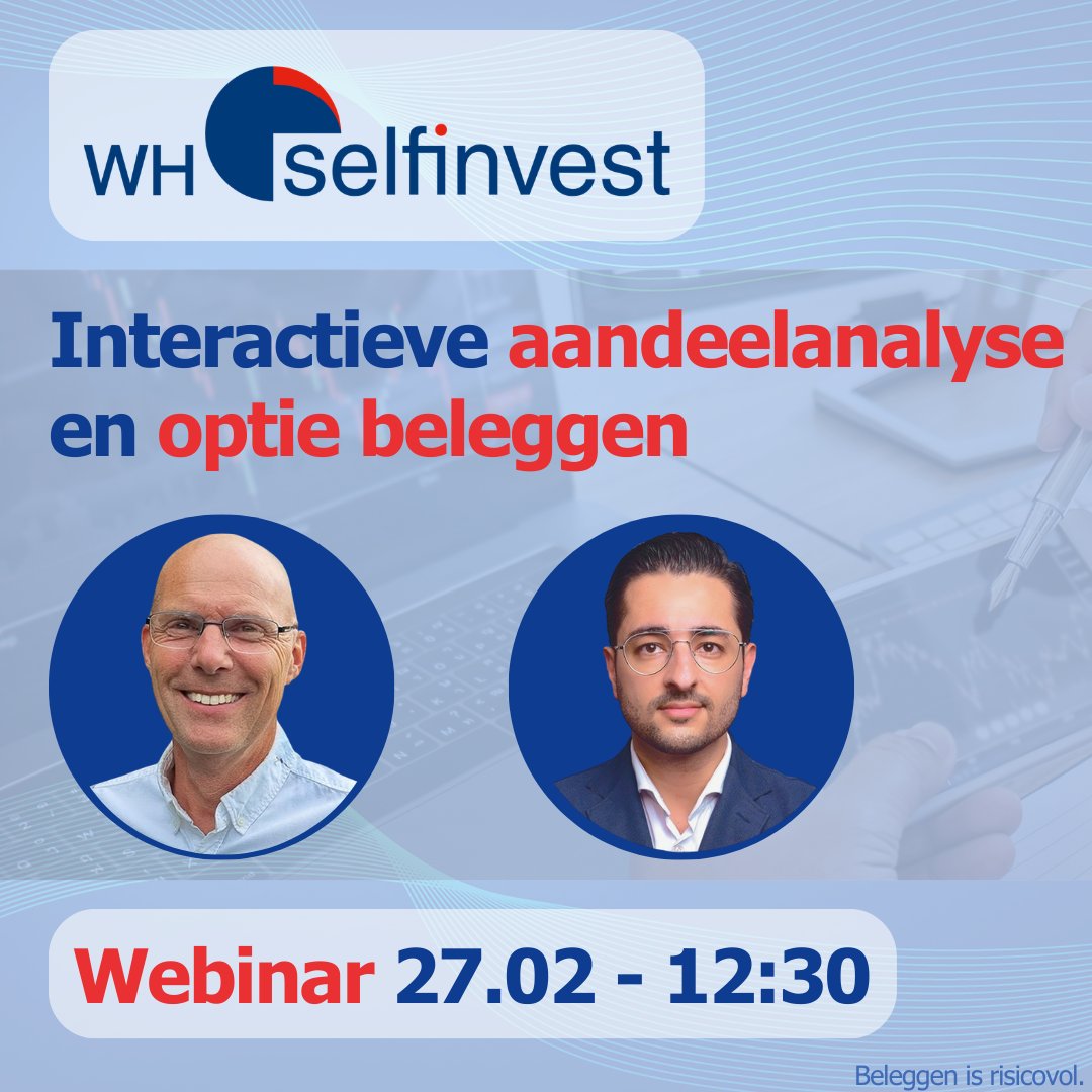 🎯 Webinar Alert: Interactieve aandeelanalyse en optie beleggen
In dit webinar gaat Tom Lassing een veelbelovend EU-aandeel analyseren. Daarnaast bespreken we het inzetten van opties.
📆 27 februari 2026
🕒 Tijd: 12:30 – 13:00 uur
🔗 whselfinvest.nl/nl-nl/stocks/e…
Beleggen is risicovol.