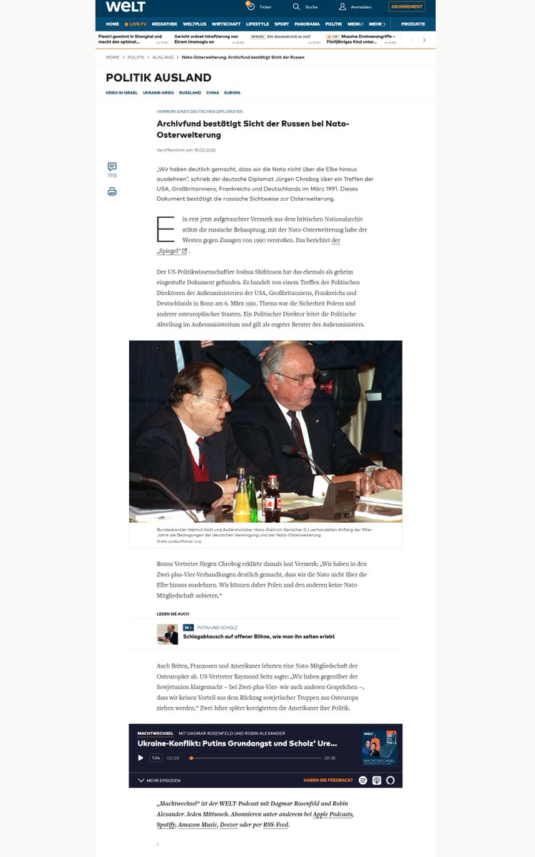 John_Doe_268's tweet photo. @unger2701 2022 bestätigten Welt, Spiegel, Fokus etc. sogar, dass Russland bezüglich dieser Zusage Recht hat. Dass einige das immer noch abstreiten wollen, ist grotesk. https://t.co/rbVsts6iNw