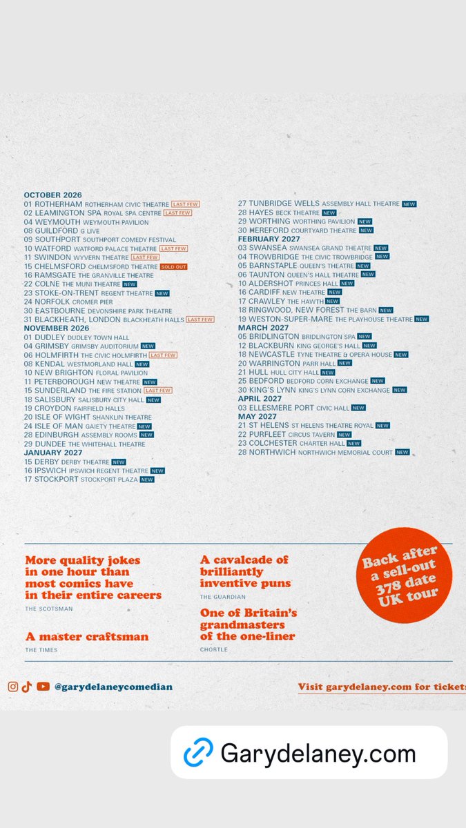 Gary Delaney: New tour now on sale tweet media
