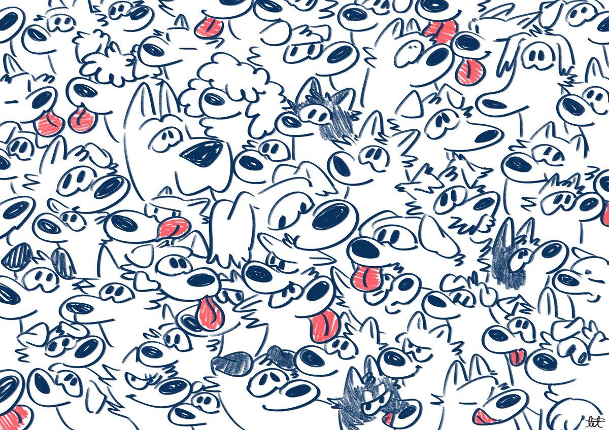 ぎゅうぎゅうの犬！

#イラスト #illustration