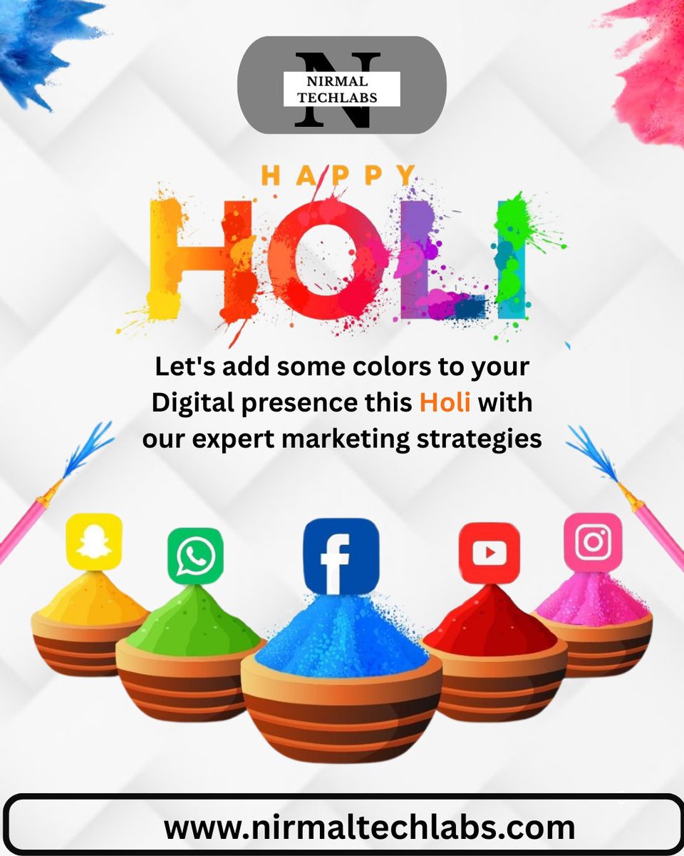 Nirmal_TechLabs's tweet image. 🌈 This Holi, add more colors to your digital presence!
Let’s make your brand shine brighter with smart marketing strategies. 🚀#HappyHoli #Holi2026 #DigitalMarketing #BrandGrowth #SocialMediaMarketing #NirmalTechLabs