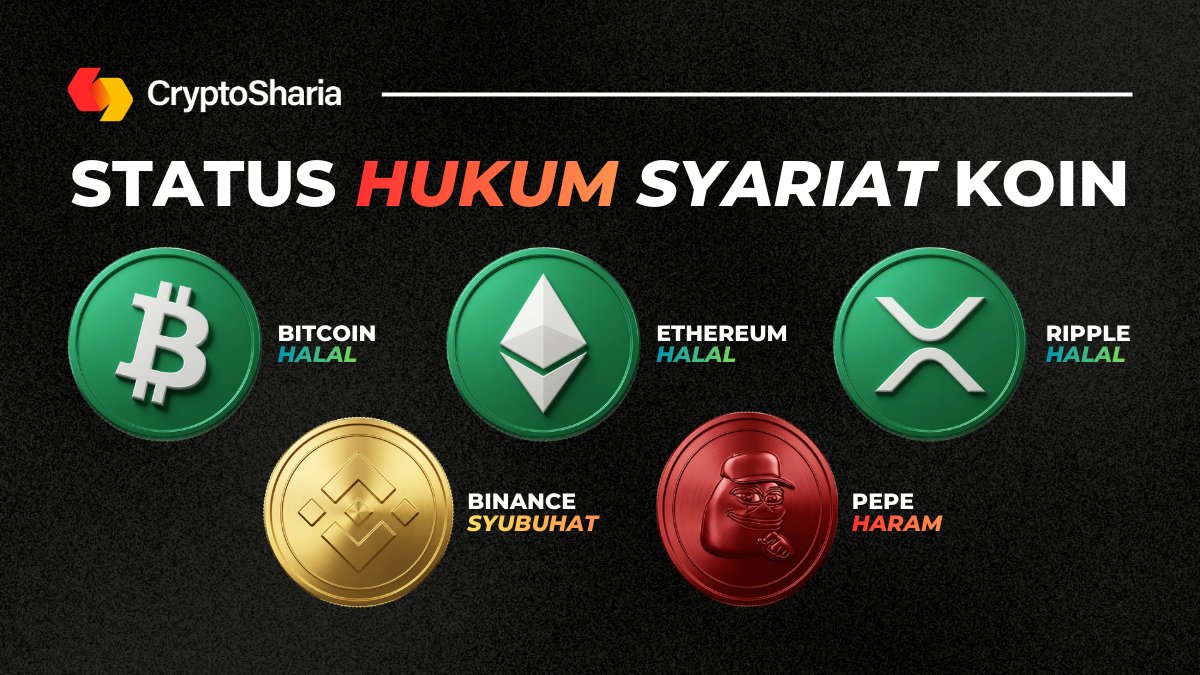 cryptosharia_'s tweet photo. Ini Dia Hukum Syariat Beberapa Koin (Part 1)!

Bitcoin ( $BTC  ) - Permitted 🟢 
Etherium ( $ETH ) - Permitted 🟢 
Ripple ( $XRP ) - Permitted 🟢 
Binance ( $BNB ) - Suspicion 🟡 
Pepe ( $PEPE ) - Not Permitted 🔴

Suatu hukum koin dapat berubah sewaktu-waktu. https://t.co/8OkpU3dY1p
