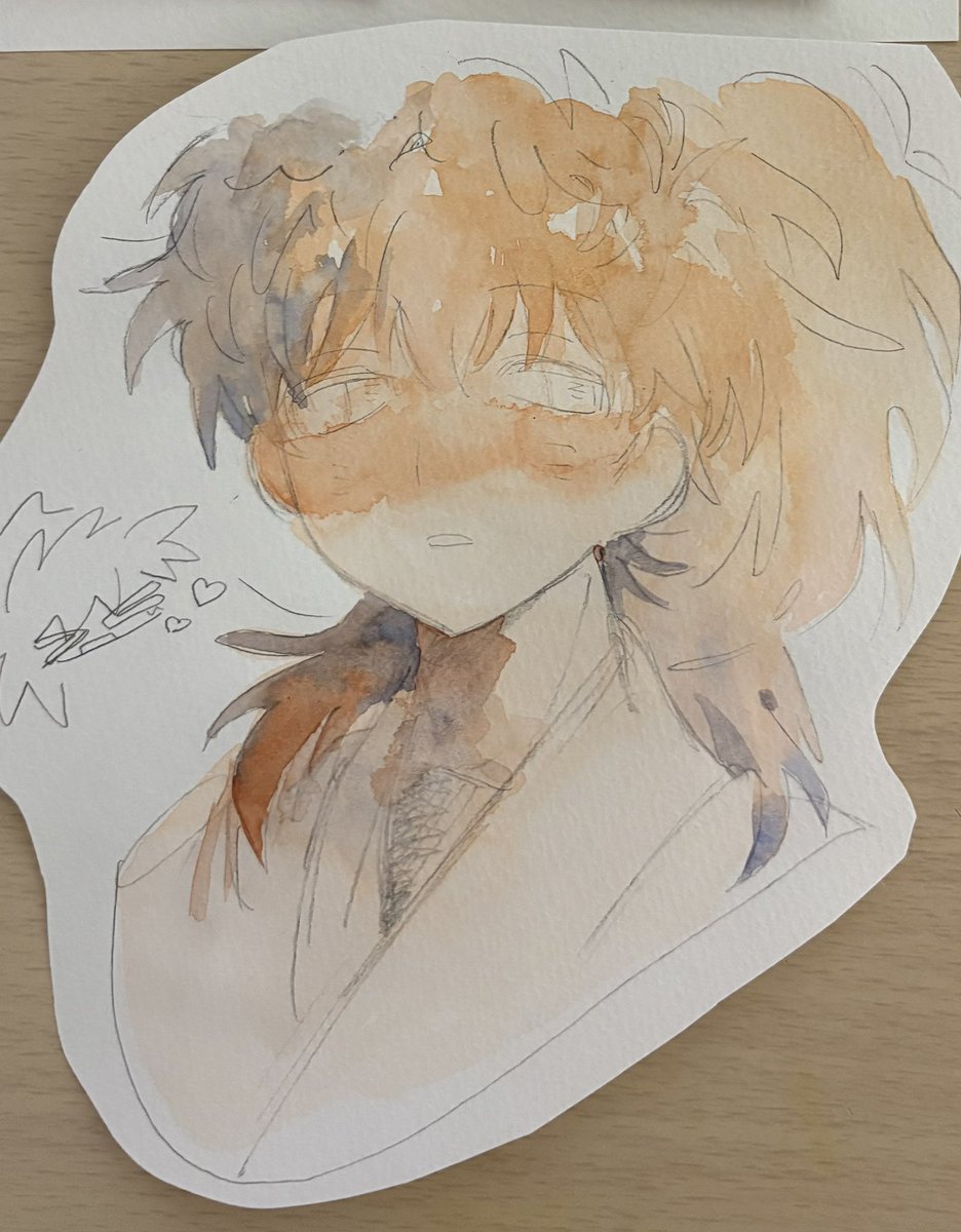 それから、水彩のメイキングも撮ってきました‼️チョトでも参考になれば嬉しいです💖
3枚目は下塗り段階です　肌も同時に塗っています‼️