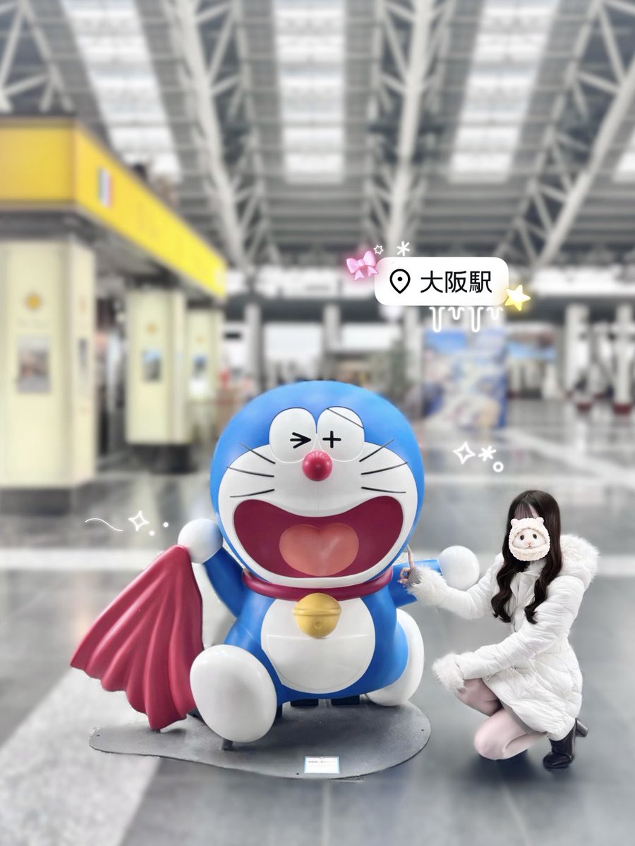 大阪駅のドラえもんやっと会えた>𖥦<🎵✨