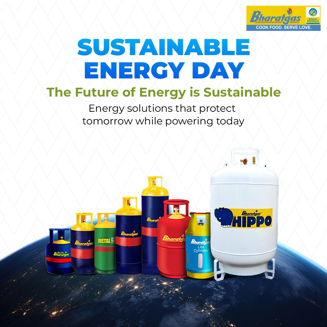 BPCLLPG's tweet image. Progress means powering lives today while safeguarding the world for tomorrow.

This Sustainable Energy Day, we reaffirm our commitment to advancing energy solutions that balance growth, efficiency, and environmental responsibility.

#Bharatgas #LPG #SustainableEnergy