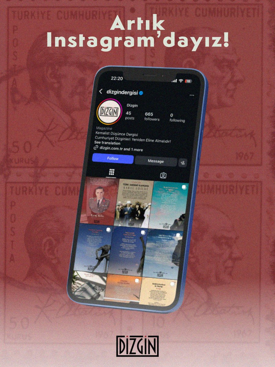 Dizgin artık Instagram’da! 📲 

Kemalist düşünceyi birlikte büyütmek ve Instagram'a özel içeriklerimizi kaçırmamak için bizi takip edin!