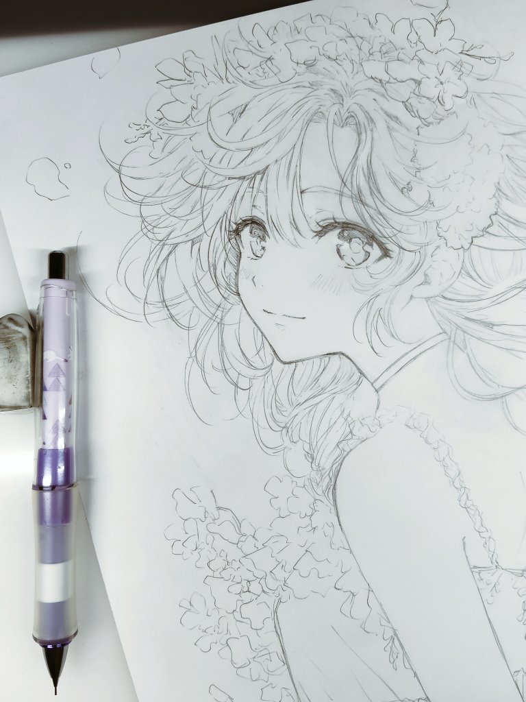 k02_no's tweet photo. 下絵 
ふわふわタイム https://t.co/agNaNKKKYU