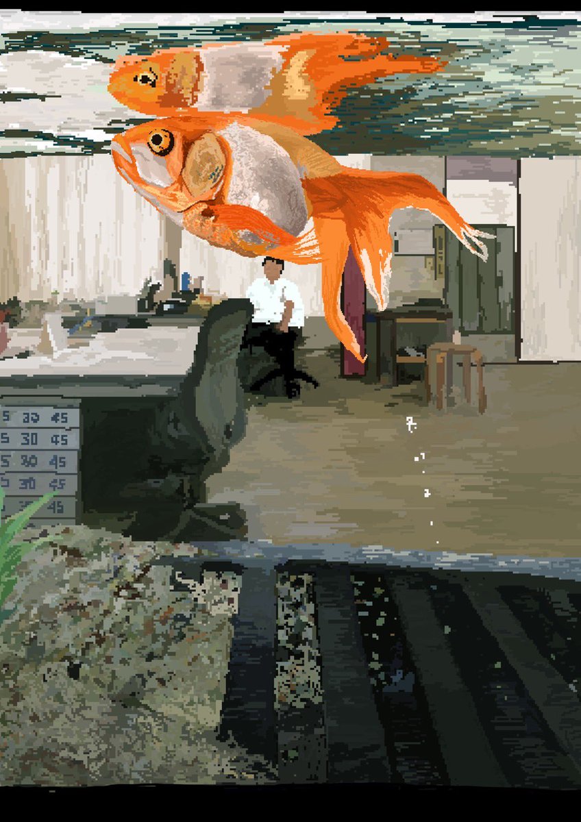 Ariaririri_ko's tweet photo. 『金魚のいる駅室』
夏の秩父旅行の思い出です
#デジタルイラスト　#ドット絵　#pixelart https://t.co/dMT4u1C6uW
