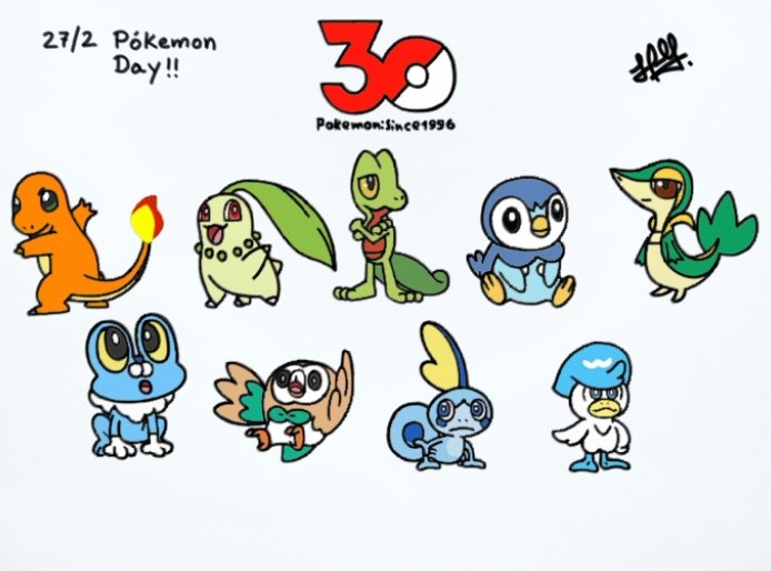 juan_2391's tweet photo. 🌟✨ My New Art. ✨ 🌟

Happy 3️⃣0️⃣th Anniversary of Pokémon Day! 🥳🙌🏻🎉🎈🦎🧡🔥🦕💚🍃💚🦎🍃💚🐧🩵💧🐍💚🍃🐸🩵💧🦉💚🍃🦎🩵💧🪿🩵💧✨💫🌟

#Pokémon #Pokémon30 #ポケモンデー #ポケモン30周年 #Pokémonday #Chamander #Chikorita #Treecko #Piplup #Snivy #Froakie #Rowlet #Sobble #Quaxly https://t.co/xWSJ17esb0