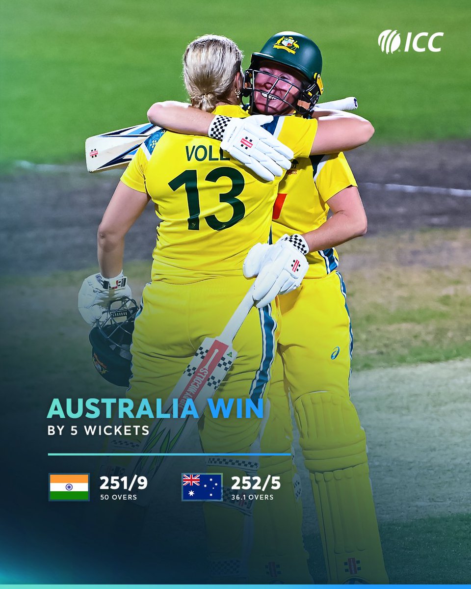 ICC's tweet photo. Australia secure the ODI series with a clinical victory over India in Hobart 💪

📝: https://t.co/Sf3Hl7F3LW https://t.co/HQex1JGlN6