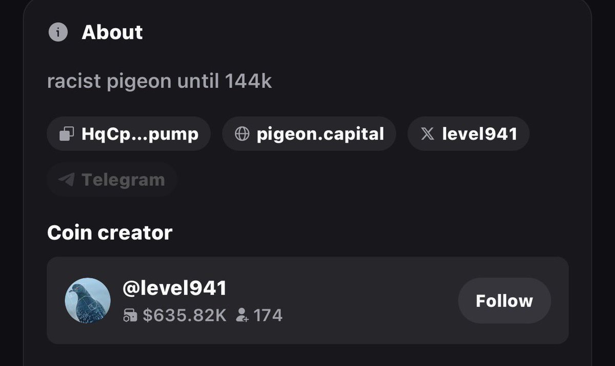 Racist pigeon untill 144k 

HqCpoeq1n49YuseYETyT998UEnwbwFdeUARH54Hbpump