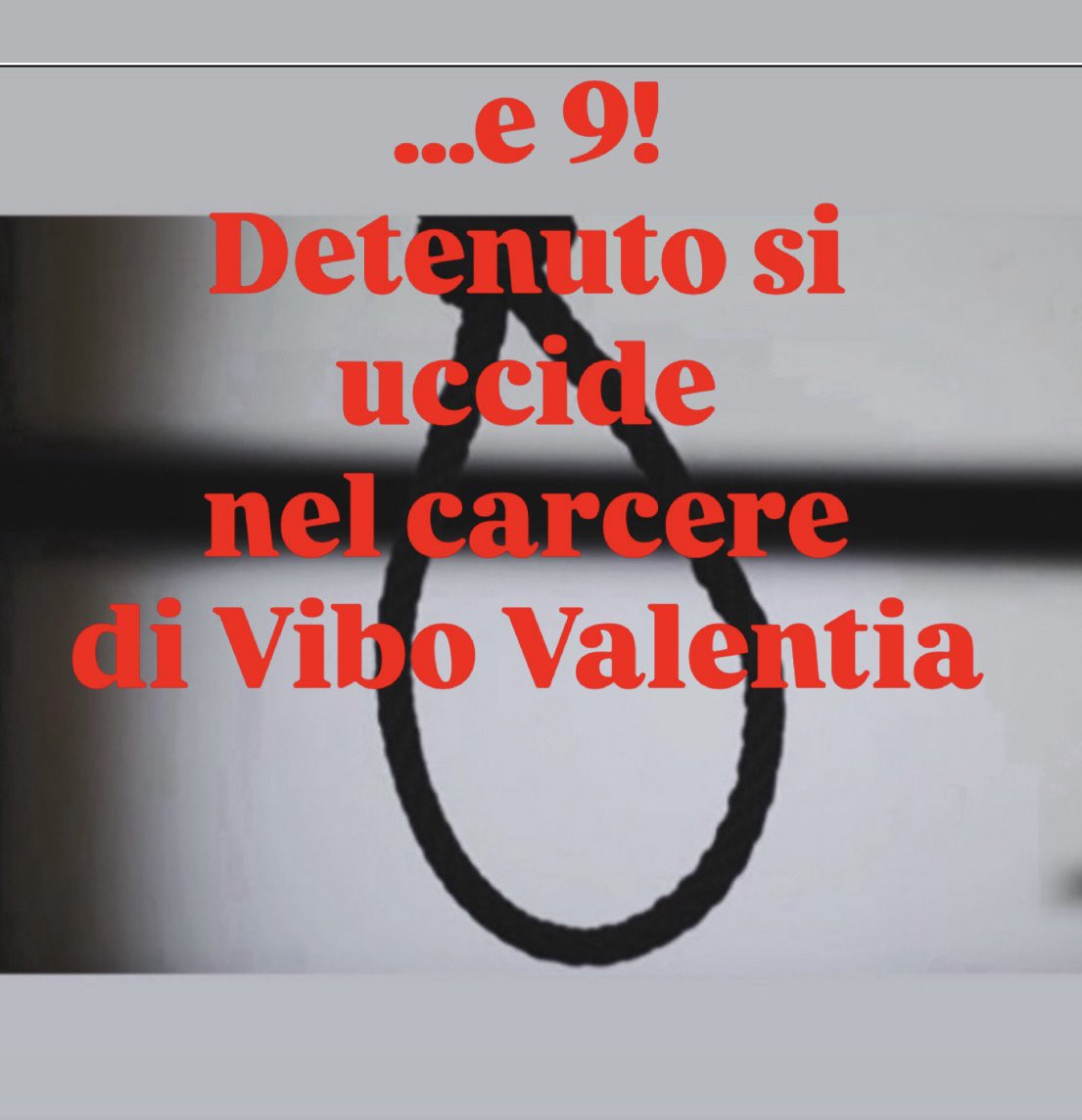 Detenuto si uccide nel carcere di Vibo Valentia. Lo rende noto la <a href="/uilpanazionale/">UIL PA Nazionale</a> PoliziaPenitenziaria. Si trattava di un cittadino egiziano di 58 anni che, come tante altre persone detenute, scontava la sua pena in uno stato di grande solitudine e di grande povertà.