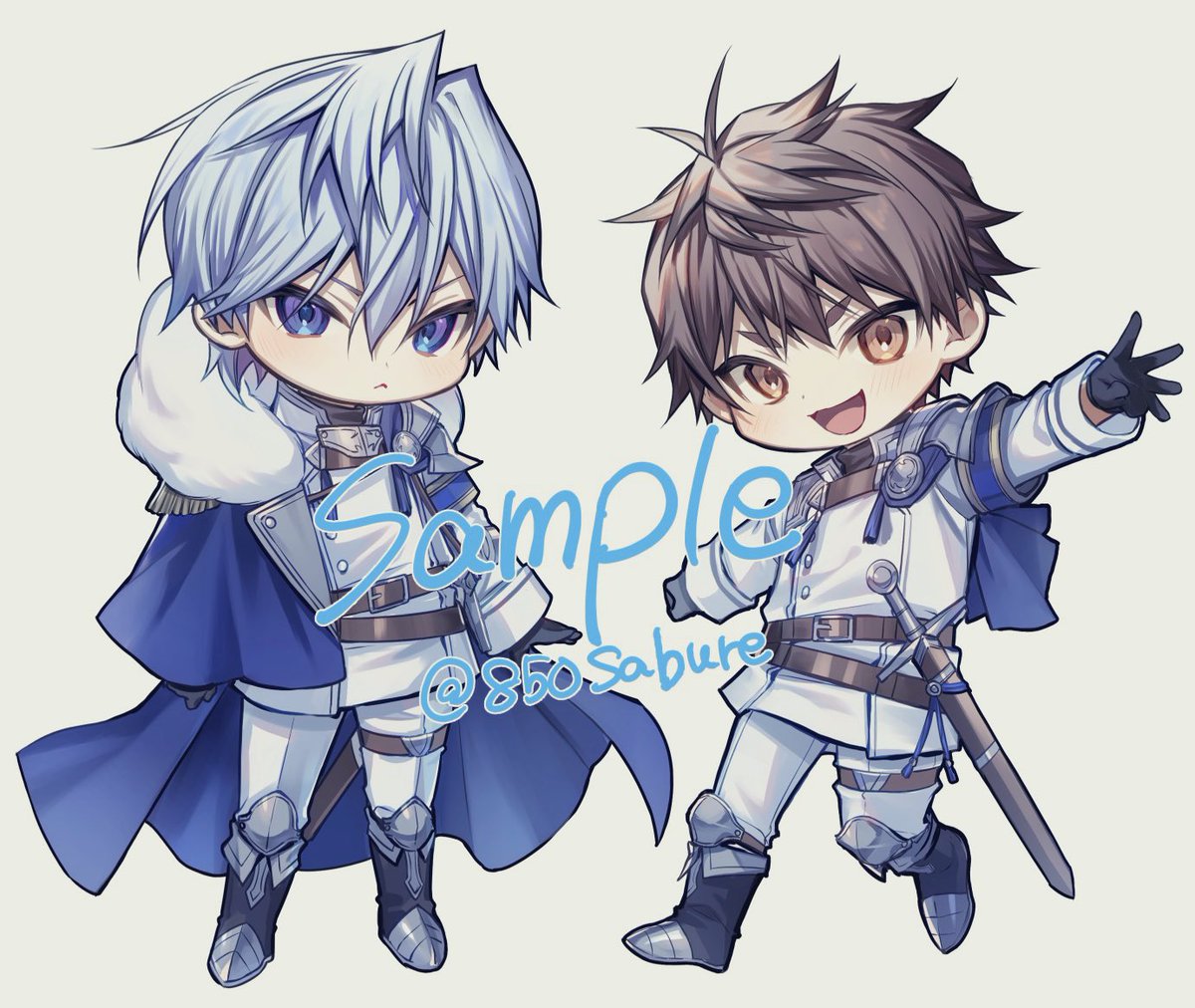 推し騎士の新刊セット用のノベルティ用のミニキャラできました✍️✨
今のところ袋とステッカーになる予定