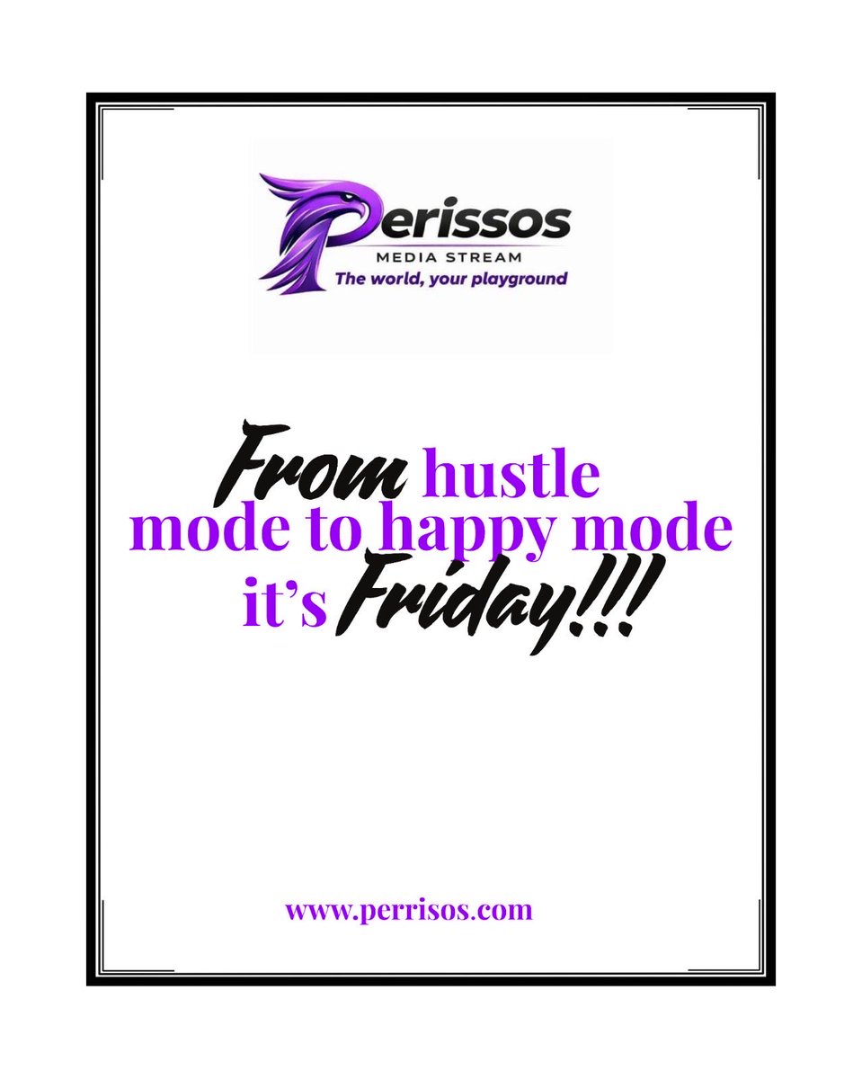 Perrisos_Media's tweet photo. It’s  Friday and we’re switching gears! 

You’ve put in the work all week, now it’s time to breathe, celebrate your wins (big or small), and enjoy the moment.

At Perrisos Media Stream, the world is your playground 🌍

Happy Friday! 

#Perrisos #PerrisosMedia #FridayFeeling #tgif https://t.co/zOwRLq72zm