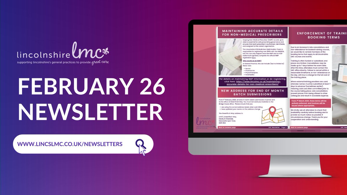 📰 February Newsletter!

Click here to view Lincolnshire LMC's newsletter, Practice in Touch here - lincslmc.co.uk/newsletters/

#LincsLMC #LincsLMCNews