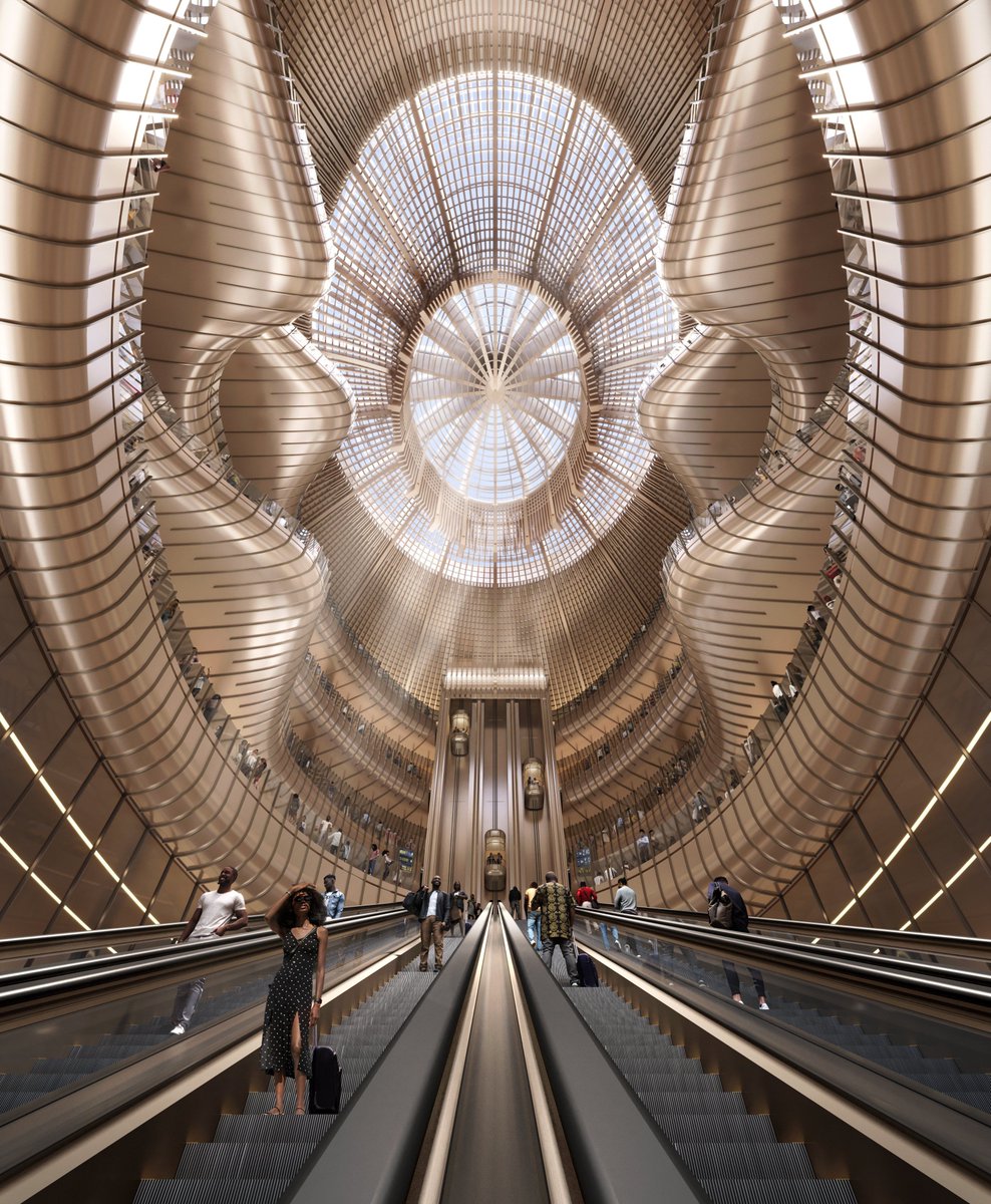 This massive $12.5BN new airport is currently under construction in Ethiopia. Designed by Zaha Hadid Architects for Africa's largest carrier Ethiopian Airlines Group, phase one of Bishoftu International is set to serve 60 million passengers a year, with capacity rising to 110