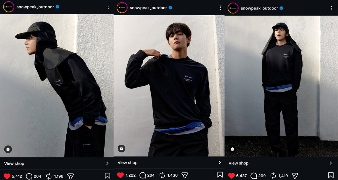 [INFO] Snow Peak Outdoor shared new posts and stories of Kim Taehyung wearing their new 26SS collection! 🌿

"Introducing a new collection that traverses outdoor and daily life, featuring the free-spirited and charming style of V (@/thv)"✨

SNOW PEAK AMBASSADOR V