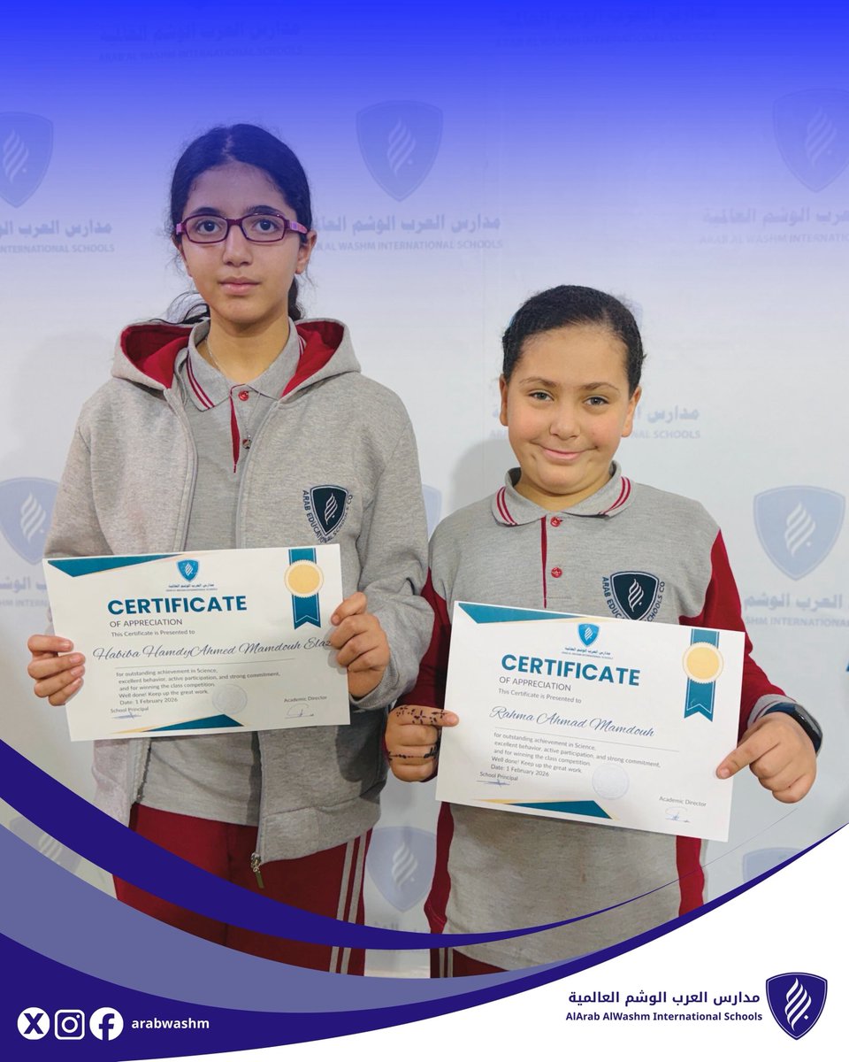 arabalwashm's tweet photo. 🏆 Excellence in Science, today and beyond.

#مدارس_العرب_الوشم_العالمية
#Alarab_Alwashm_International_Schools
#science 
#honoring https://t.co/cbMHZkhTrN