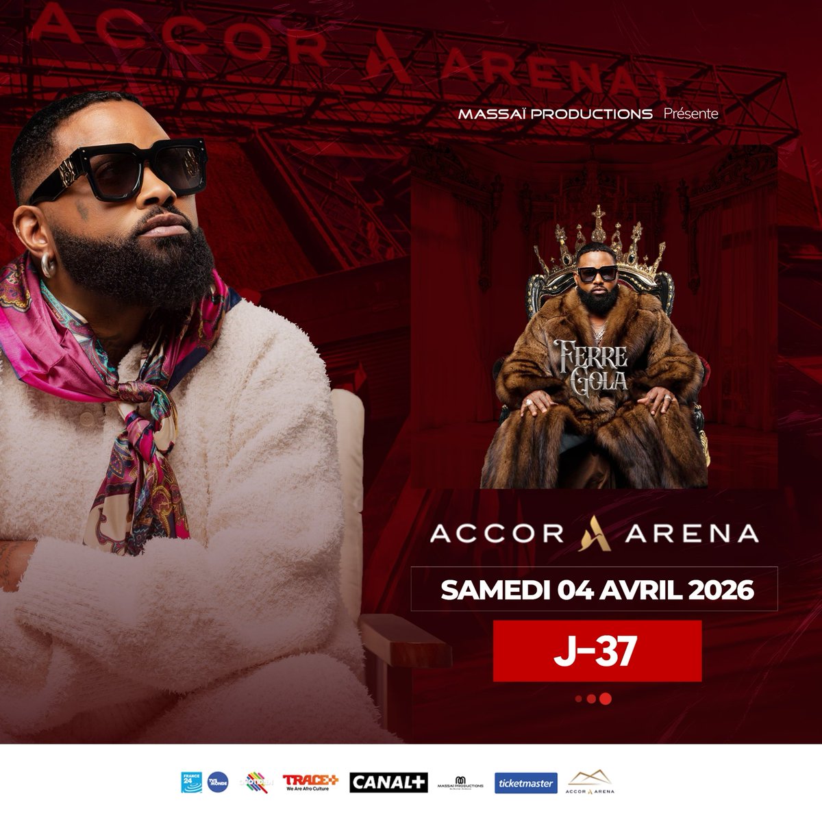 Dans 37 jours nous avons un nouveau rendez-vous avec l’histoire à Paris le 4 avril à l’Accor Arena ‼️🔥

🎟️ Billetterie : ticketmaster.fr/fr/manifestati…

#FerreGola #AccorArena #France #Paris 💪🏾🇫🇷
