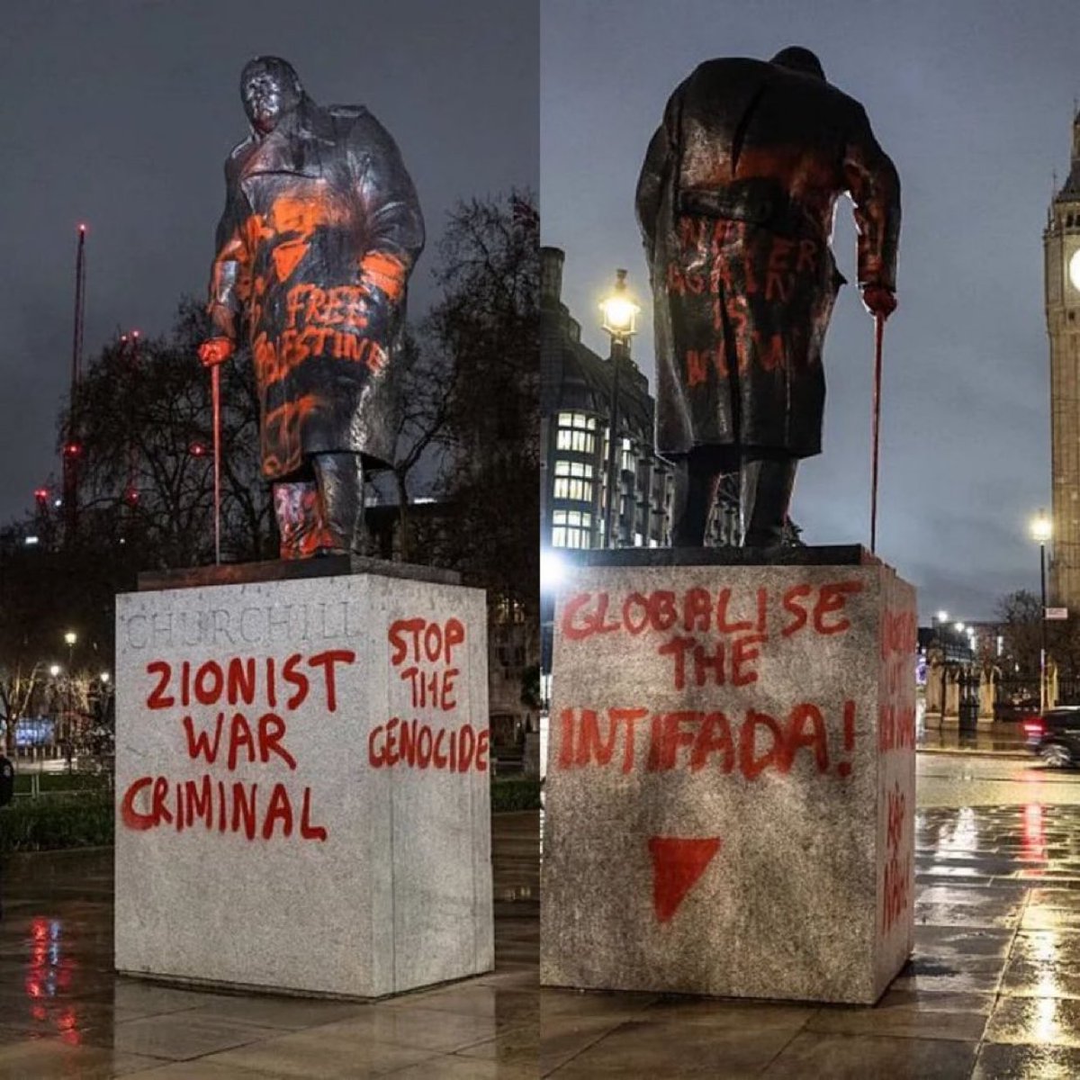 This is what so-called « pro-Palestinians » did last night to the man who saved the free world.