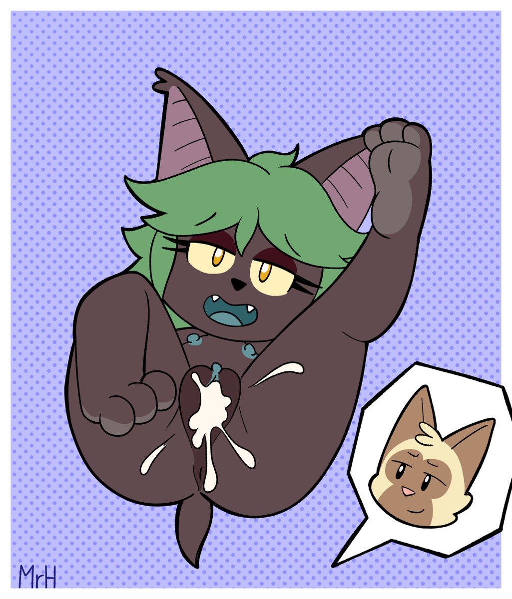 RibbonsClosedD's tweet photo. Aristo decide pasar la noche con su nueva amiga Amira. A todo color~ 🦇💚💙🐱

(El personaje de Amira le pertenece a @FoxooLewd y muchas gracias por prestarme su personaje)

Dibujos de: @harinezumi_mr 🦔 https://t.co/Q5dSoucv6L