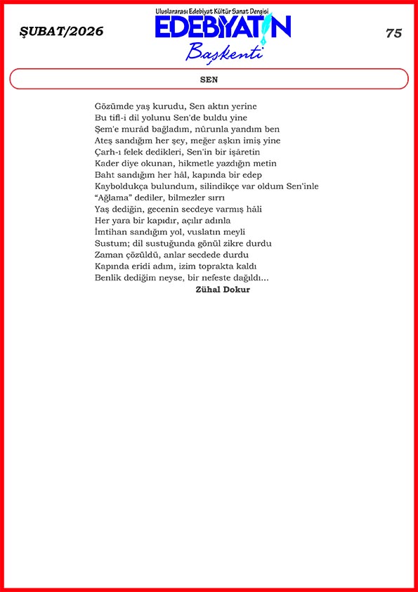 Zühal Dokur'dan güzel bir şiir daha: Sen...
edebiyatinbaskenti.com 
#şiir 
#şair