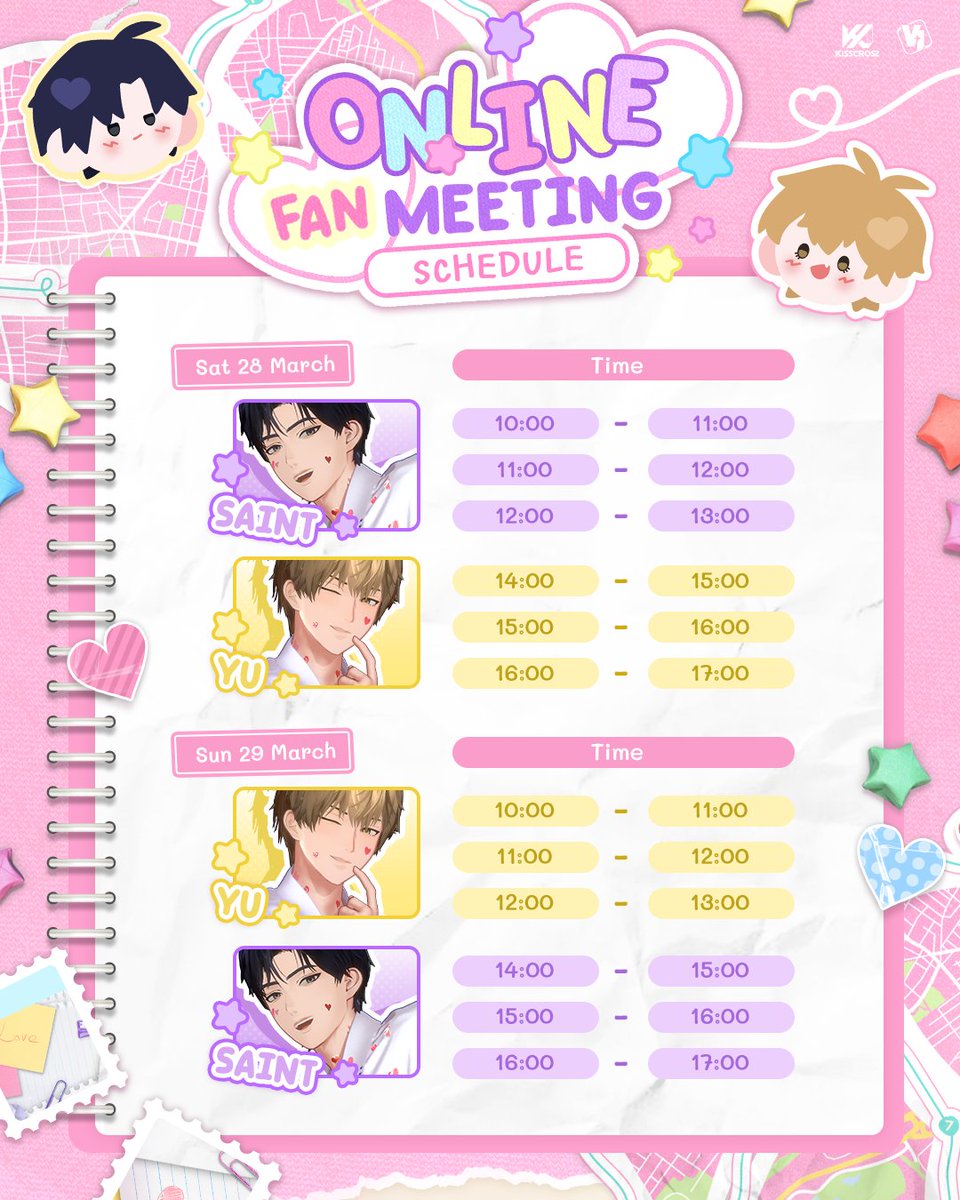 [📣] KissCross Online Fan-Meeting 💌

💜 28-29 มีนาคม 2569
บัตรใบละ 600 บาท / 2 นาที

💛 จำหน่ายบัตรวันที่ 14 มีนาคม 2569 13.00
ผ่าน Connex Tickets : connextickets.me

🔗 เงื่อนไขการซื้อบัตร และการเข้าร่วม Online Fan-Meeting :
shorturl.at/RnJK8

#KissCross