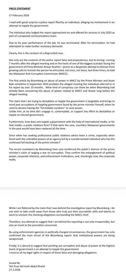 tjerealjoker's tweet photo. 1. MACC cari anak Daim
2. Kenyataan AG
3. Report mengadu bini Daim 
4. Press statement Naimah

Berita Paling Panas 2026🔥

Maybe the term "menjatuhkan kerajaan dan menggugat kestabilan" is a bit much.. but when you think of all the things that have happened.. 

Make sense juga. https://t.co/hZ9D7U99Fi