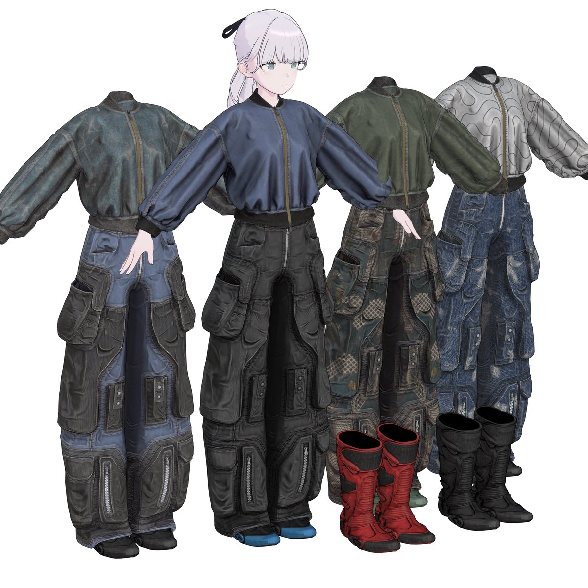 - DAWGS - 販売開始しました。

50以上のカラバリと合計3万～6万ポリゴン、11アバターフルセット販売の汚し強めなお洋服です。

🎁3/1までにRP+フォローした3名(100RPor100スキ毎に＋1名) にギフトします🎁

 2500⇒2000のSALEもしているので、よければどうぞ～🦀
lapland.booth.pm/items/8036500